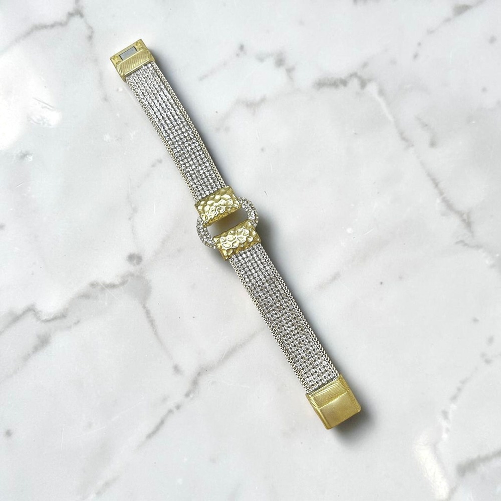 Gold‎ Tone Rhinestone Belt Buckle Bracelet